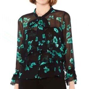Misa Los Angeles Tiered Tie-Neck Floral Blouse